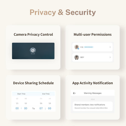 ROLA Mini 2K Pet Camera Robot: Movable Indoor Camera Battery-Powered with Phone App, One-Touch Call, 2-Way Talk, IR Night Vision, Motion Detection, Video Recording