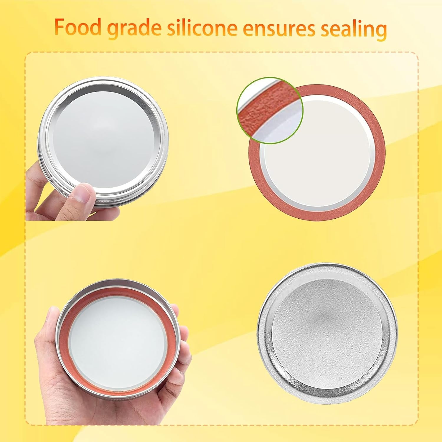 50 Pcs Mason Jar Lids and 10 Rings Set, 70MM Regular Mouth Canning Jars Lid with Silicone Seals, Pop Can Lids for Canning Supplies, Leakproof Split Type Mason Jar Lid, Ball Cans, Food Storage