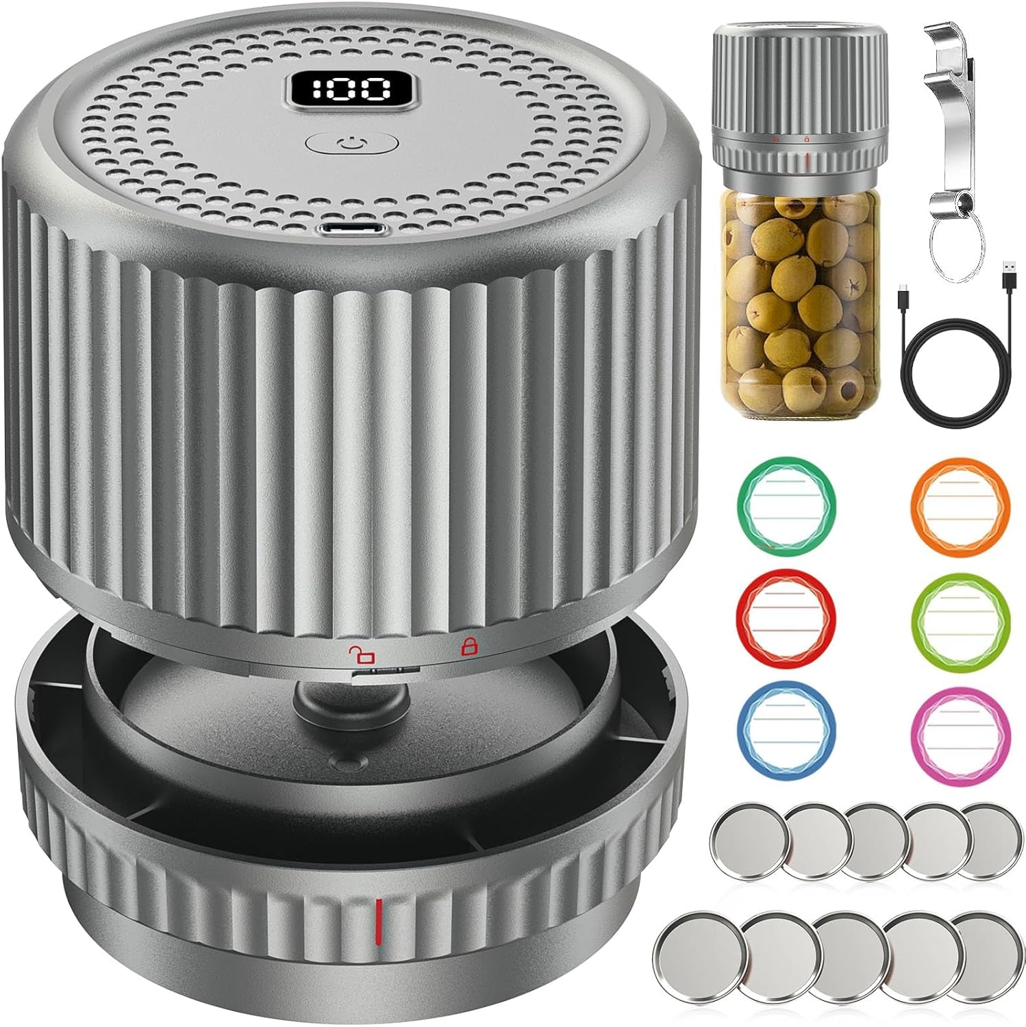 Smart Electric Vacuum Sealer for Mason Jar - Wide and Regular Mouth Canning Jars - Portable Food Storage Solution