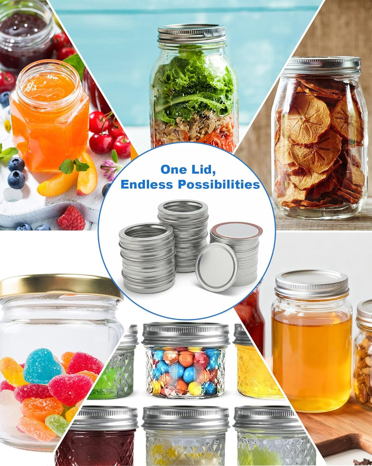 36 Mason Jar Lids with 12 Rings for 70MM Regular Mouth, Premium Split-Type 100% Fit & Airtight Canning Lids for Mason Jar and Ball Kerr Jars