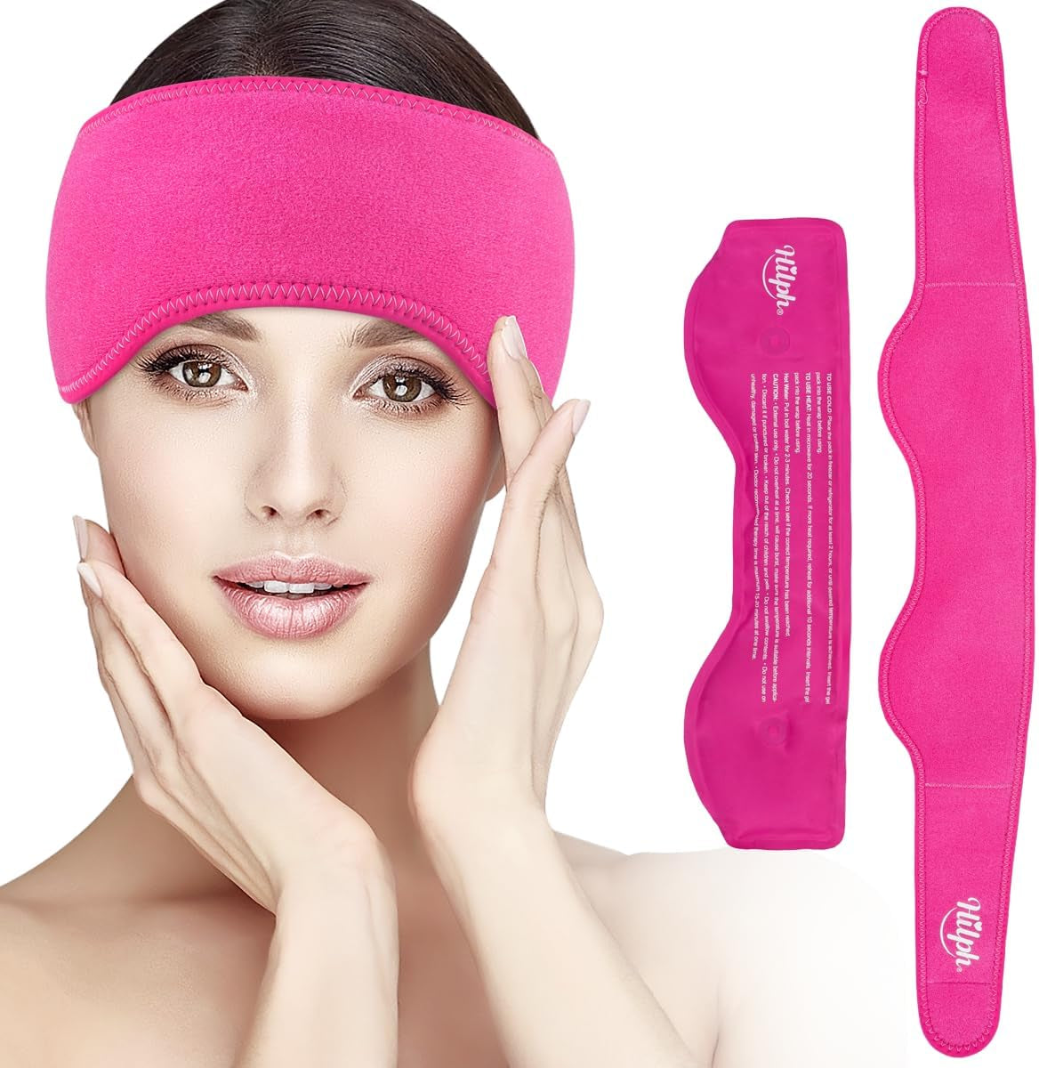 Headache Ice Pack Migraine Ice Head Wrap, Reusable Relief Headband Stress Relief (Blue)