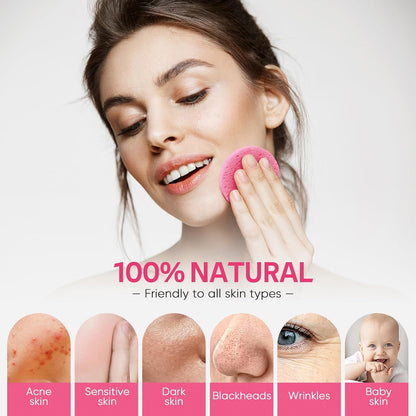 Compressed Facial Sponge Daily Facial Cleansing 100％ Natural Pink