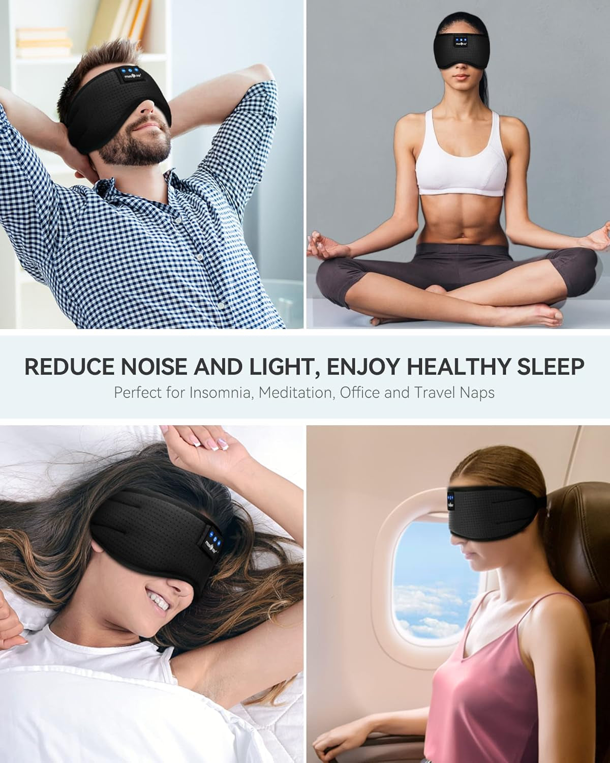 Breathable Bluetooth Sleep Headphones -5.4 Headband 3D Sleeping Headphones, Wireless Eye Mask Sleep Earbuds - Side Sleeper (Matte Black)