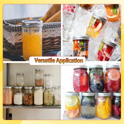 50 Pcs Mason Jar Lids and 10 Rings Set, 70MM Regular Mouth Canning Jars Lid with Silicone Seals, Pop Can Lids for Canning Supplies, Leakproof Split Type Mason Jar Lid, Ball Cans, Food Storage