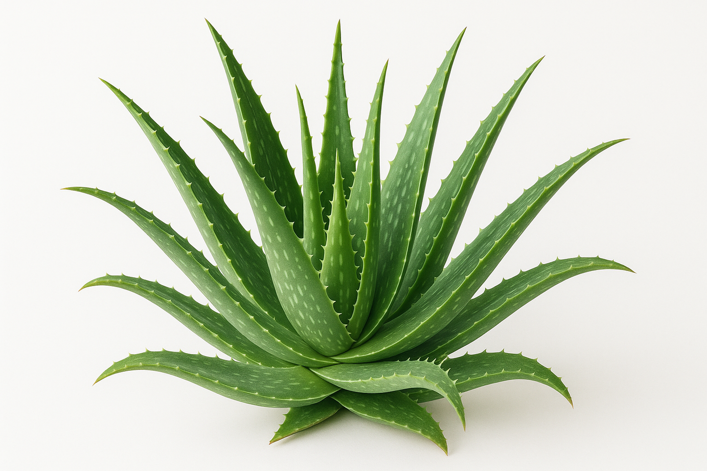 create a holistic picture of aloe vera plant with a white background