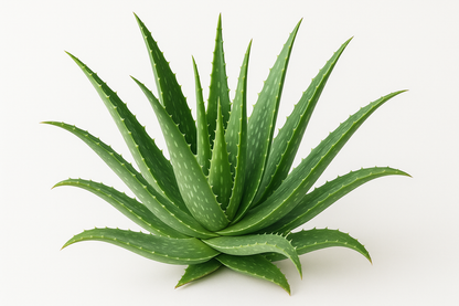 create a holistic picture of aloe vera plant with a white background