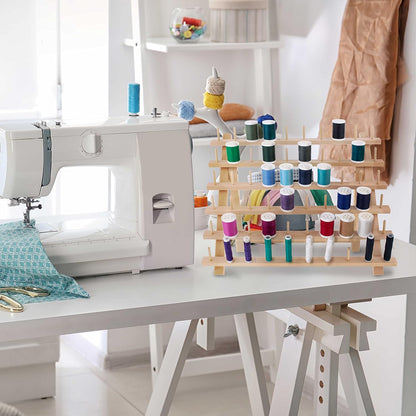 Premium Beechwood 60-Roll Sewing Thread Rack