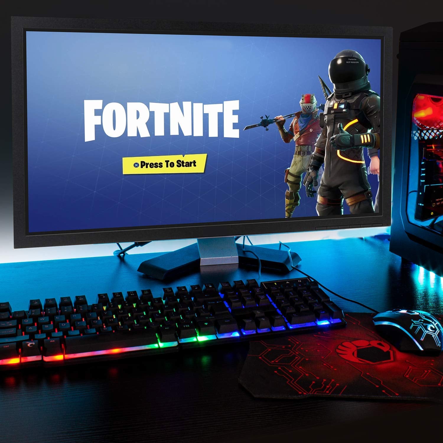 Gaming Keyboard and Mouse and Gaming Headset & Mouse Pad, Wired LED RGB Backlight Bundle for PC Gamers Users - 4 in 1 White Edition Hornet RX-250