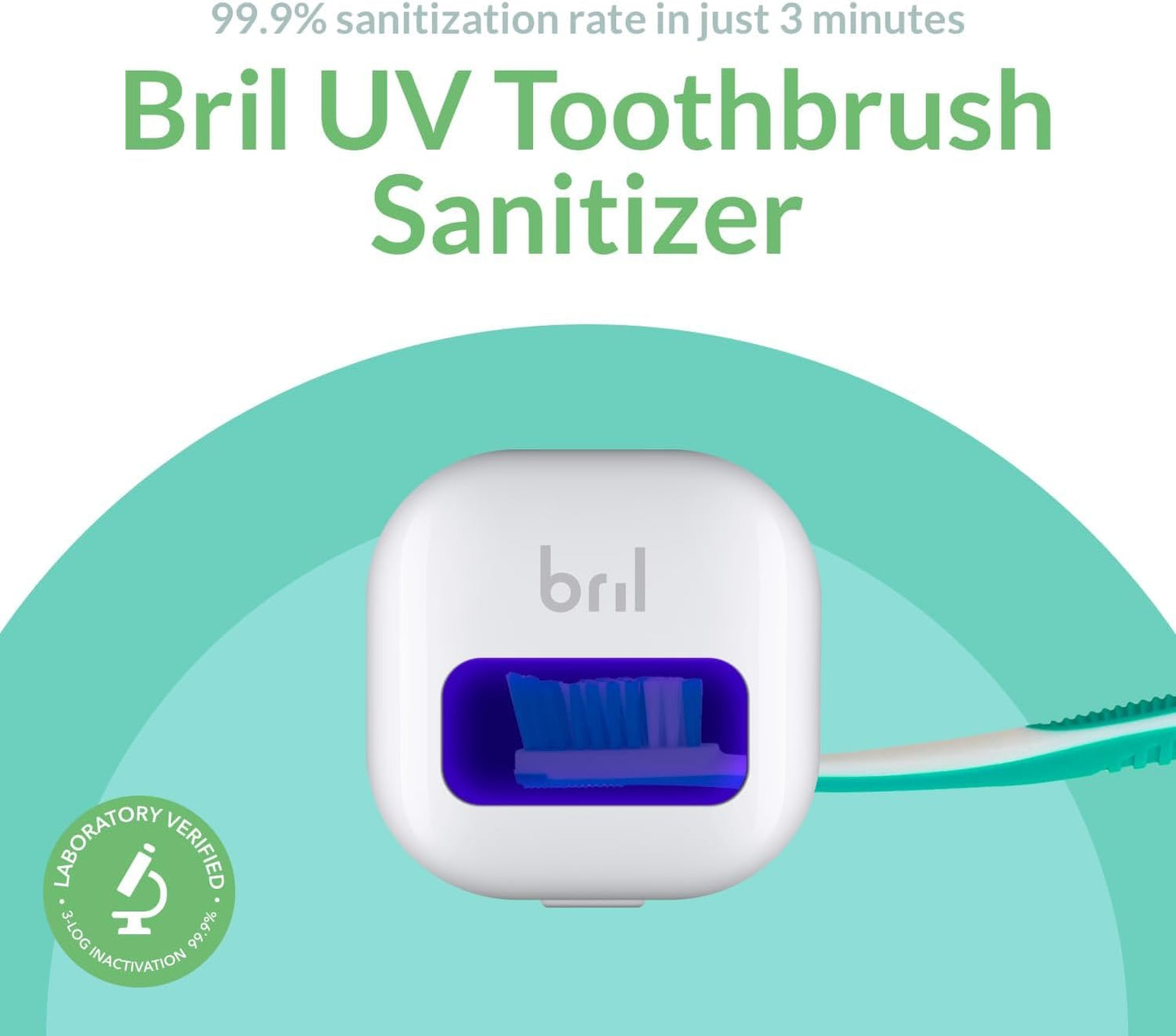 UV-C Toothbrush Sanitizer, Portable Cleaner, Travel Cover, Magnetic Holder, and Rechargeable Case for Any Size Toothbrush, White