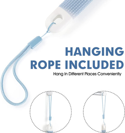 Anti-Slip Back Scrubber with Long Handle, Dual Bristle Shower Brush for Exfoliation and Dry Brushing (Blue)