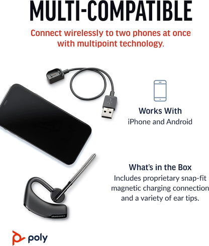 Voyager Legend Wireless Headset (Plantronics) - Single-Ear Bluetooth W/Noise-Canceling Mic - Voice Controls - Mute & Volume Buttons - Ergonomic Design -Connect to Mobile/Tablet via Bluetooth -FFP