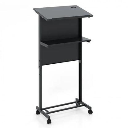 Height Adjustable Lectern Table with Tilted Top and Three Positions