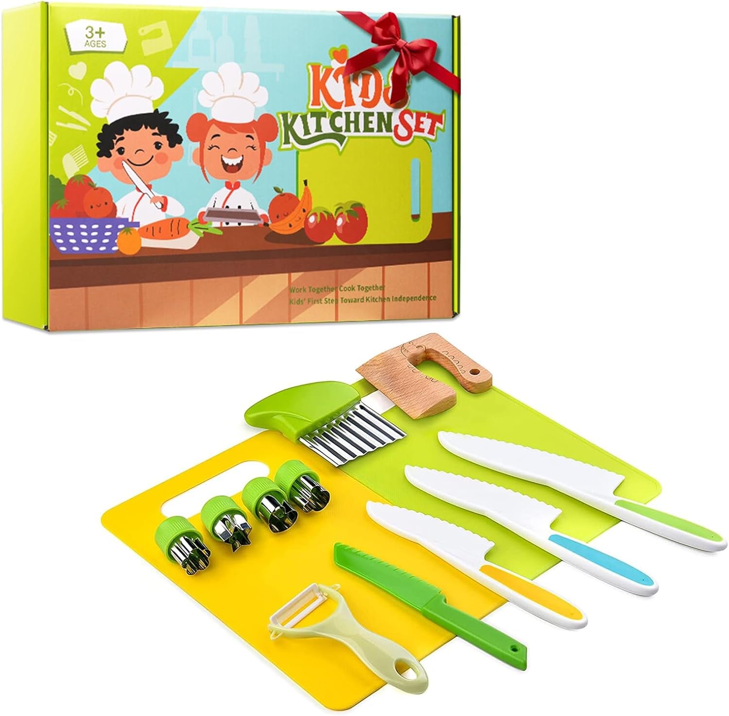 Montessori Kitchen Tools for Toddlers-Kids Cooking Sets Real-Toddler Safe Knives Set (13Pcs)