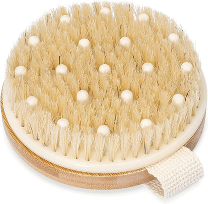 Dry Brushing Body Brush for Exfoliation, Lymphatic Drainage, and Cellulite Treatment - Organic Natural Boar Bristles