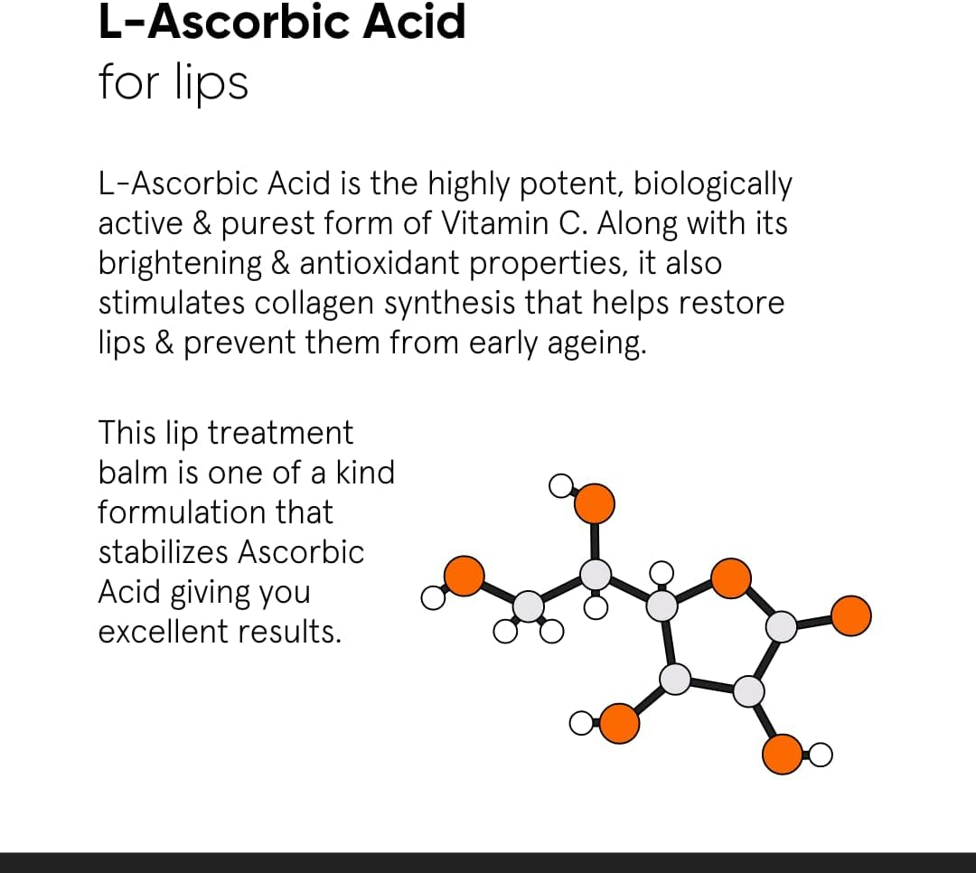 Lip Treatment Balm for Dark Lip Lightening and Hydration | Enriched with 8% L-Ascorbic Acid, Vitamin E 0.42 Oz / 12 g