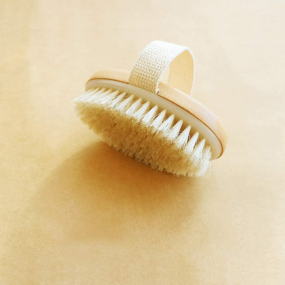 Natural Bristle Dry Brushing Body Brush for Exfoliation, Detoxification, Improve Lymphatic Functions