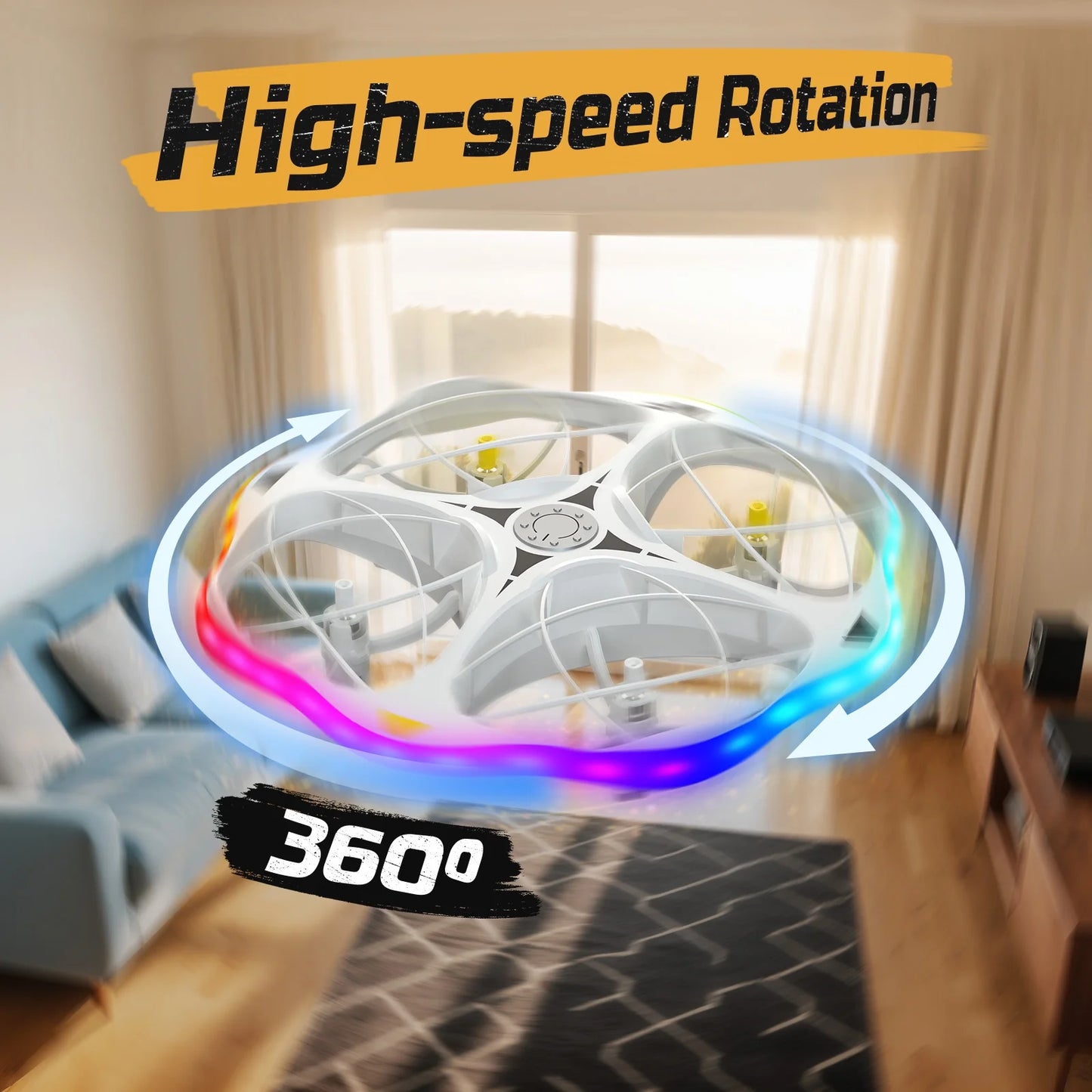 UFO RC Drone for Kids Quadcopter with LED Lights 360° Flip Remote Control White