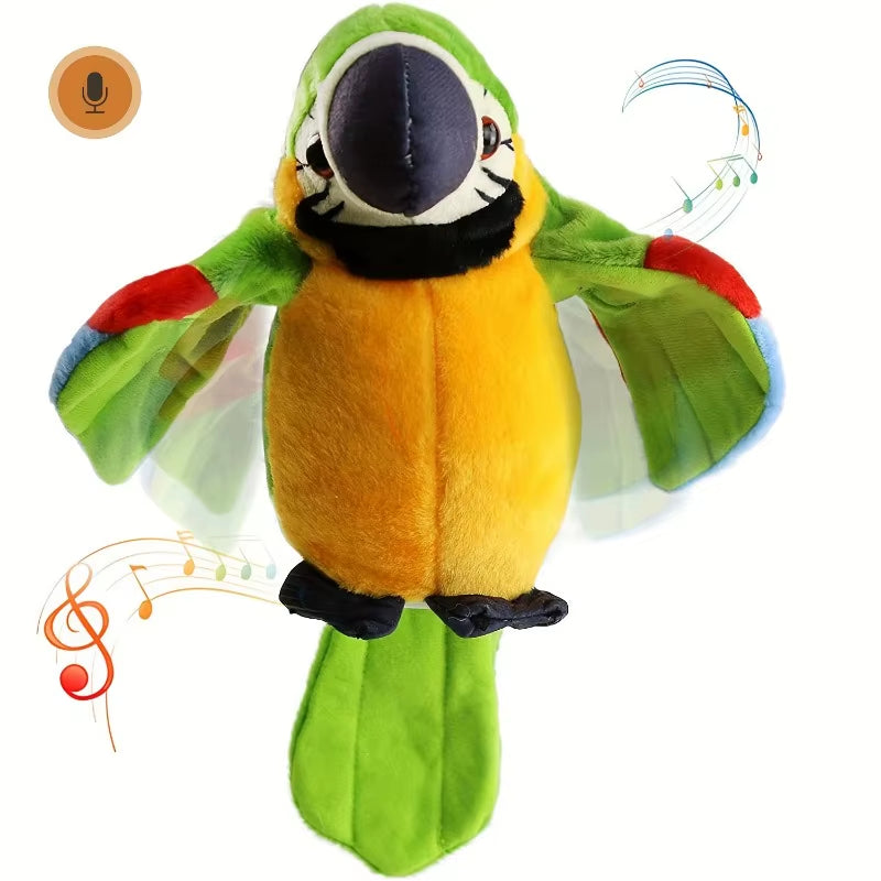 Talking Stuffed Parrot Toy – Interactive Electronic Bird Plush with Voice Repeat, Waving Wings & Head Movement for Kids