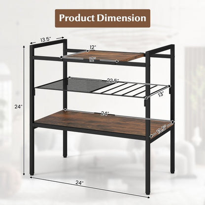 3-Tier Console Table Featuring Removable Panel and Mesh Shelf