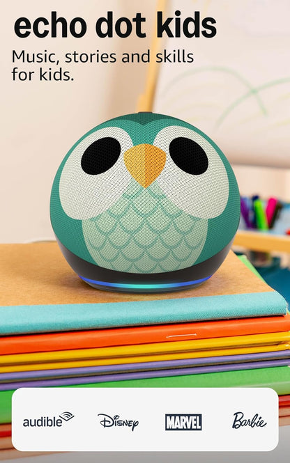 Echo Dot Kids (Newest Model) - Designed for Kids, with Alexa+ Early Access, Parental Controls, Includes 1 Year of  Kids+, Owl