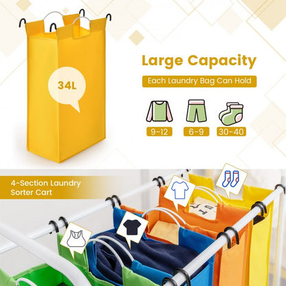 136L High-Capacity Four-Compartment Laundry Sorter