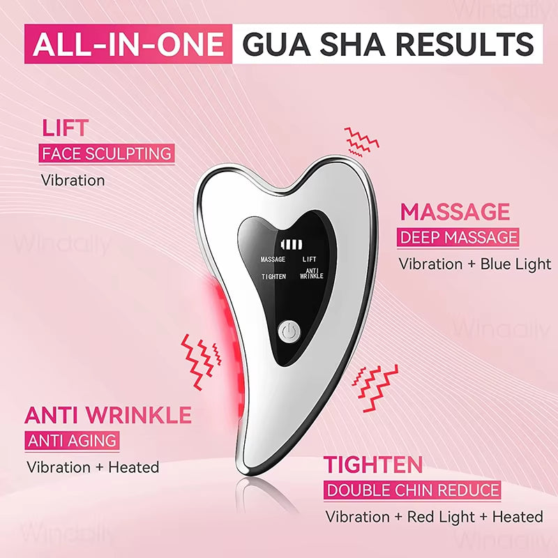 Electric Gua Sha Face Massager Heated Vibration Facial Scraping Tools anti Wrinkles Double Chin Skin Face Lifting Device