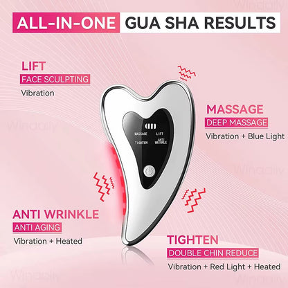 Electric Gua Sha Face Massager Heated Vibration Facial Scraping Tools anti Wrinkles Double Chin Skin Face Lifting Device