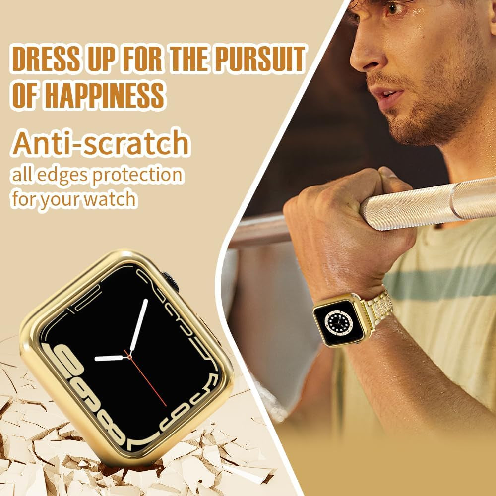 Scratch-Resistant Soft Flexible TPU Lightweight Iwatch Case Protective Protector Bumper Compatible Apple Watch Series 5 Series 4 Series 3 Series 2 Series 1 (Gold, 40Mm)