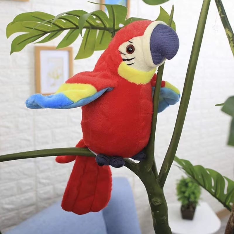 Talking Stuffed Parrot Toy – Interactive Electronic Bird Plush with Voice Repeat, Waving Wings & Head Movement for Kids