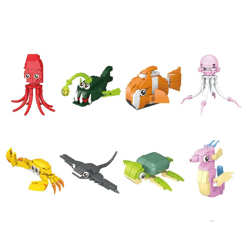 MOC City Creative Building Blocks Accessories Zoo Rhino Lion Kangaroo Wolf Fox Frog Bee Crow Peacock Mini Brick Toy Gifts X021
