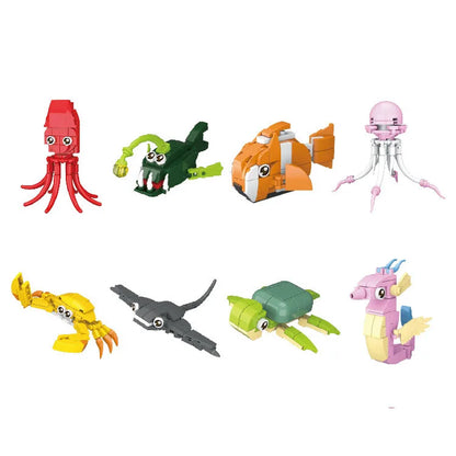 MOC City Creative Building Blocks Accessories Zoo Rhino Lion Kangaroo Wolf Fox Frog Bee Crow Peacock Mini Brick Toy Gifts X021
