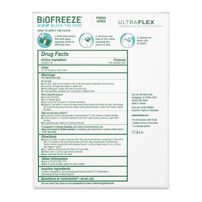 Ultraflex Lidocaine Patches Maximum Strength, Flexible Pain Relief Patch for Lower Back, Lidocaine Patch for Neck, Knee, Shoulder, 4 Large Pain Patches