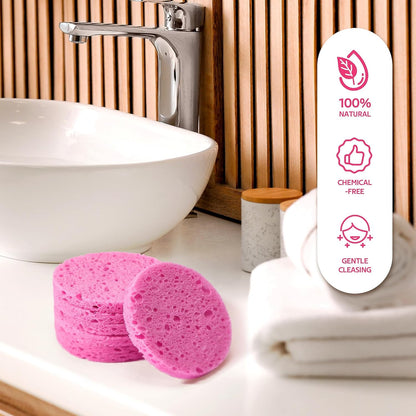Compressed Facial Sponge Daily Facial Cleansing 100％ Natural Pink