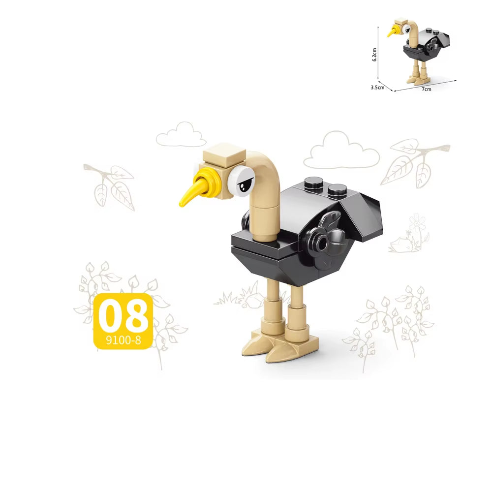 MOC City Creative Building Blocks Accessories Zoo Rhino Lion Kangaroo Wolf Fox Frog Bee Crow Peacock Mini Brick Toy Gifts X021