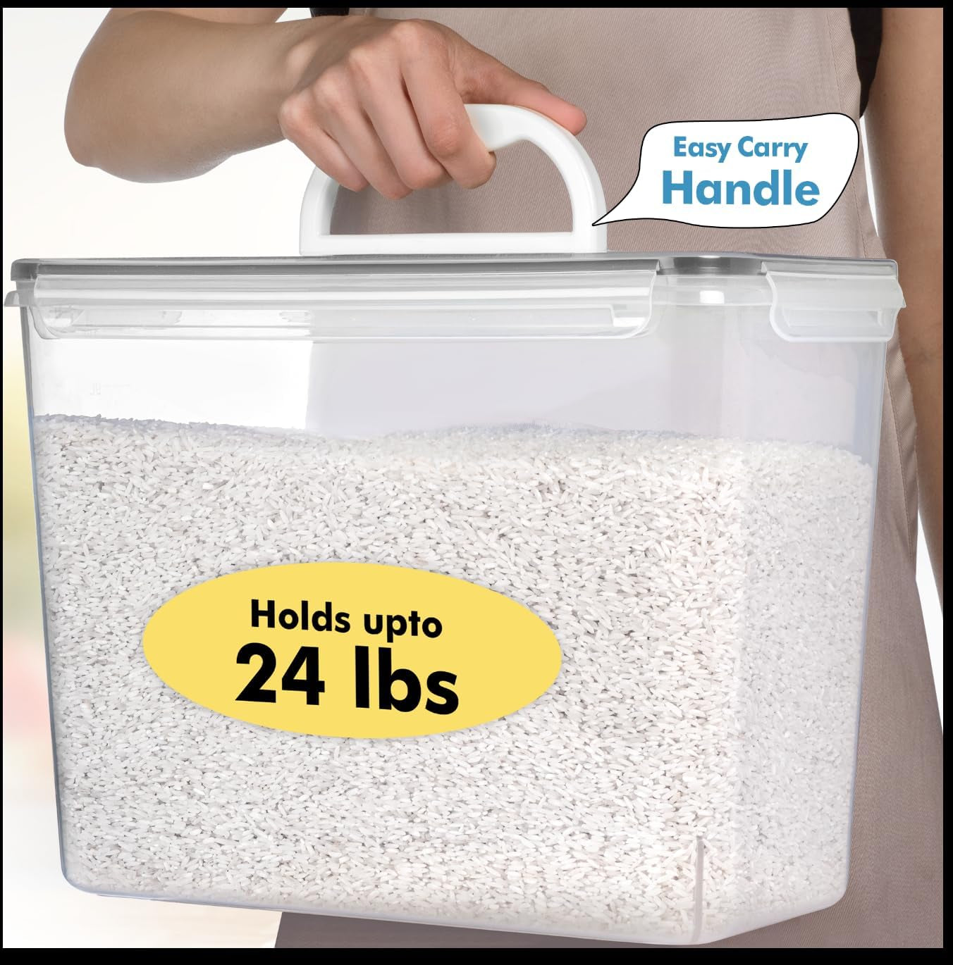 2 PC (11L | 372 Oz) Flour Sugar Storage Containers with Easy Carry Handle - Plastic Extra Large Food Storage Containers with Lids, BPA Free Airtight Kitchen Canister Set for Rice, Cereal & Pasta