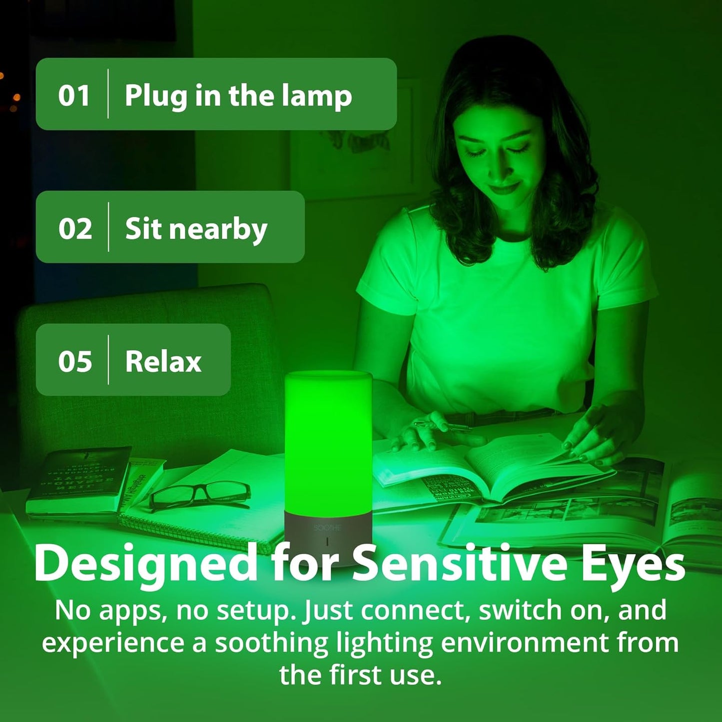 Soothe - 520Nm Narrow-Band Green Light Lamp by Gamma - Migraine Headache Relief - Pain Relief