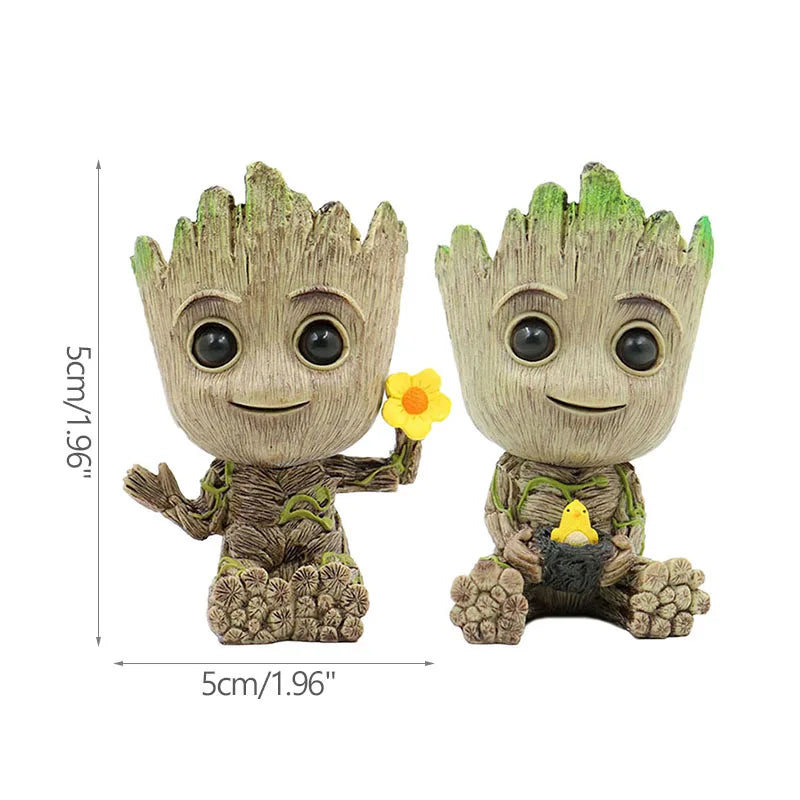 Mini Cartoon Groot Figurine – Cute Tree Man Ornament 5CM Desk Decor, Home & Office Miniature Model