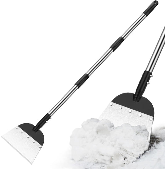 Flat Snow Shovel & Ice Scraper – 67” Multifunctional Shovel for Ice, Snow & Weeds