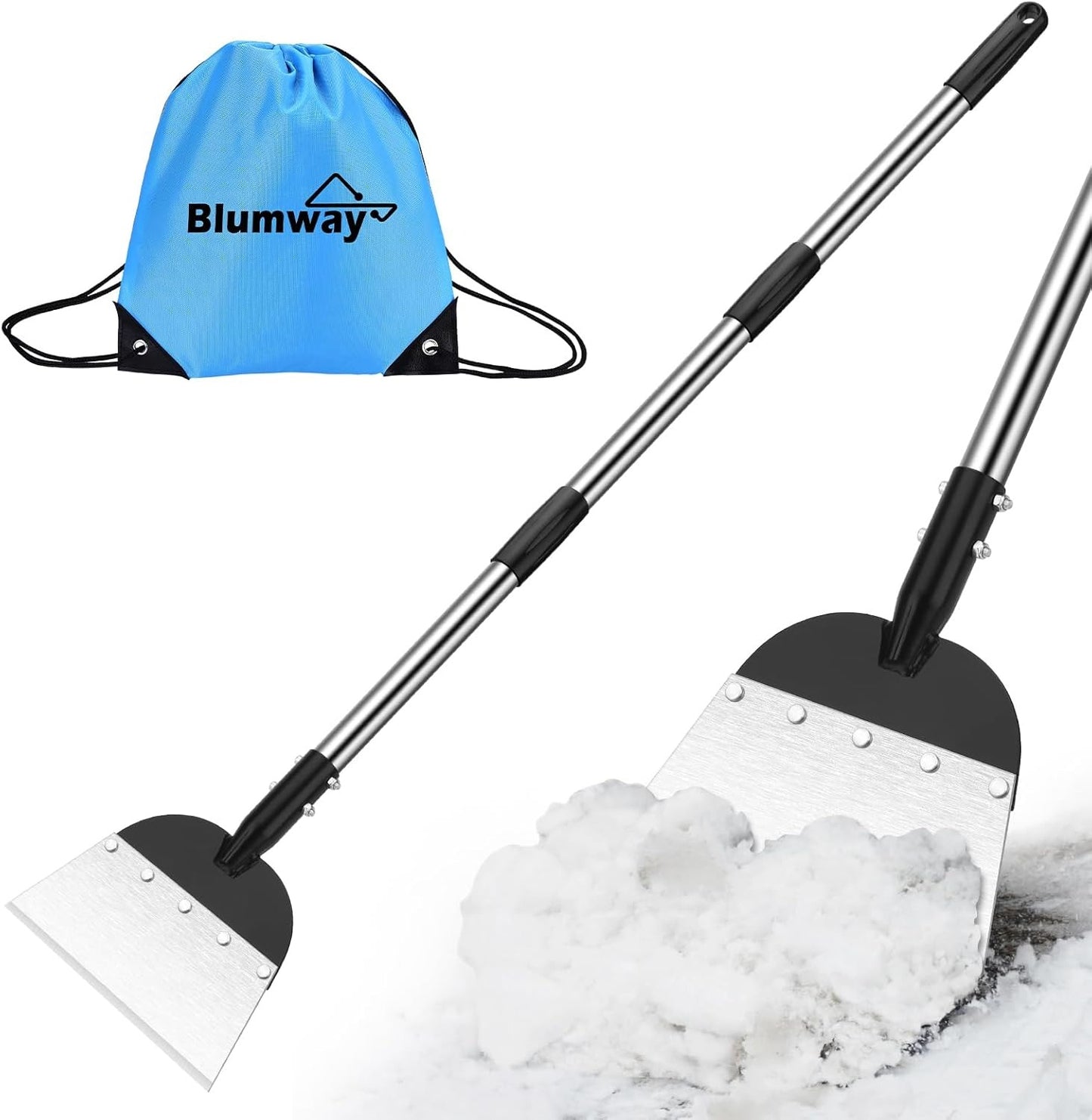 Flat Snow Shovel & Ice Scraper – 67” Multifunctional Shovel for Ice, Snow & Weeds