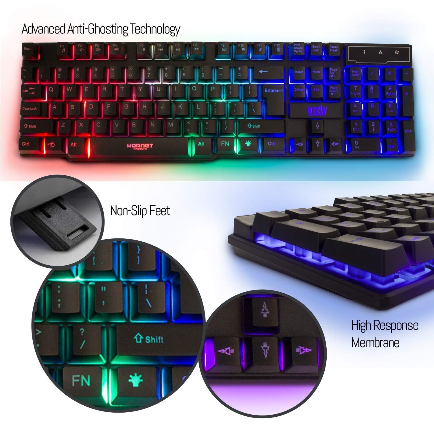 Gaming Keyboard and Mouse and Gaming Headset & Mouse Pad, Wired LED RGB Backlight Bundle for PC Gamers Users - 4 in 1 White Edition Hornet RX-250
