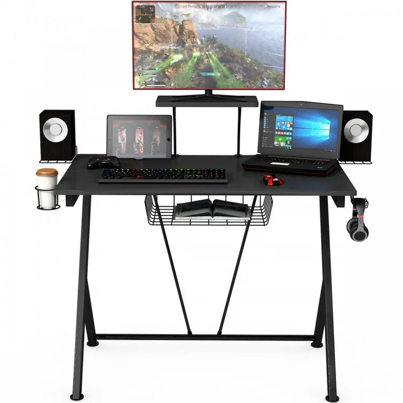 Multifunctional E-Sports Gaming Desk with Integrated Headset Hook and Cup Holder