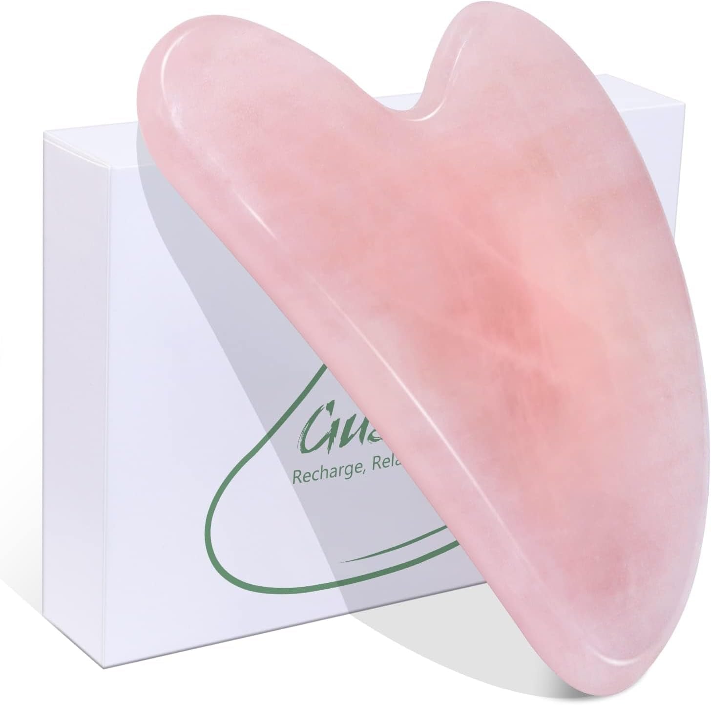 Gua Sha Facial Tool & Jade Roller, Face Roller for Wrinkles and Lifting, Puffiness Reducing Skin Tightening Face Massage Tool, Self Care Gift for Men Women - Rose Quartz