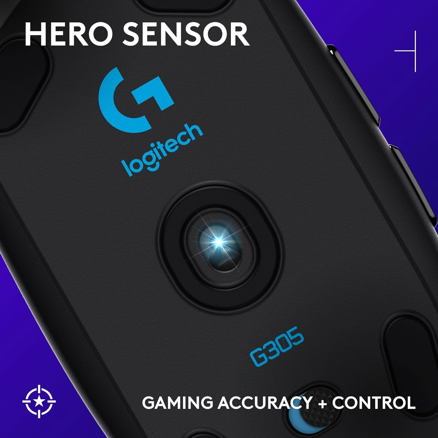 305 Lightspeed Wireless Gaming Mouse, Hero 12K Sensor, 12,000 DPI, Lightweight, 6 Programmable Buttons, 250H Battery Life, On-Board Memory, Pc/Mac - Black