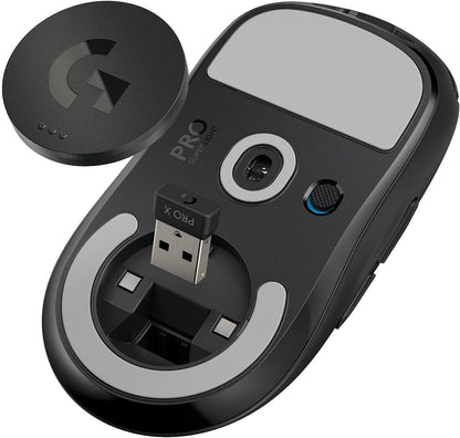 PRO X Superlight Wireless Gaming Mouse, Ultra-Lightweight, Hero 25K Sensor, 25,600 DPI, 5 Programmable Buttons, Long Battery Life, Compatible with Pc/Mac - White