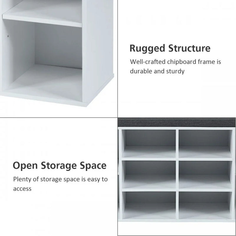 10-Cube Shoe Storage Bench with Cushion for Entryway Organization