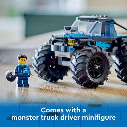 City Blue Monster Truck Off-Road Toy Playset with a Driver Minifigure, Imaginative Toys for Kids, Fun Gift for Boys and Girls Aged 5 Plus, Mini Monster Truck, 60402