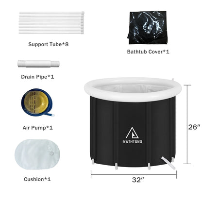 Black Inflatable Bathtub PVC 32" Diameter