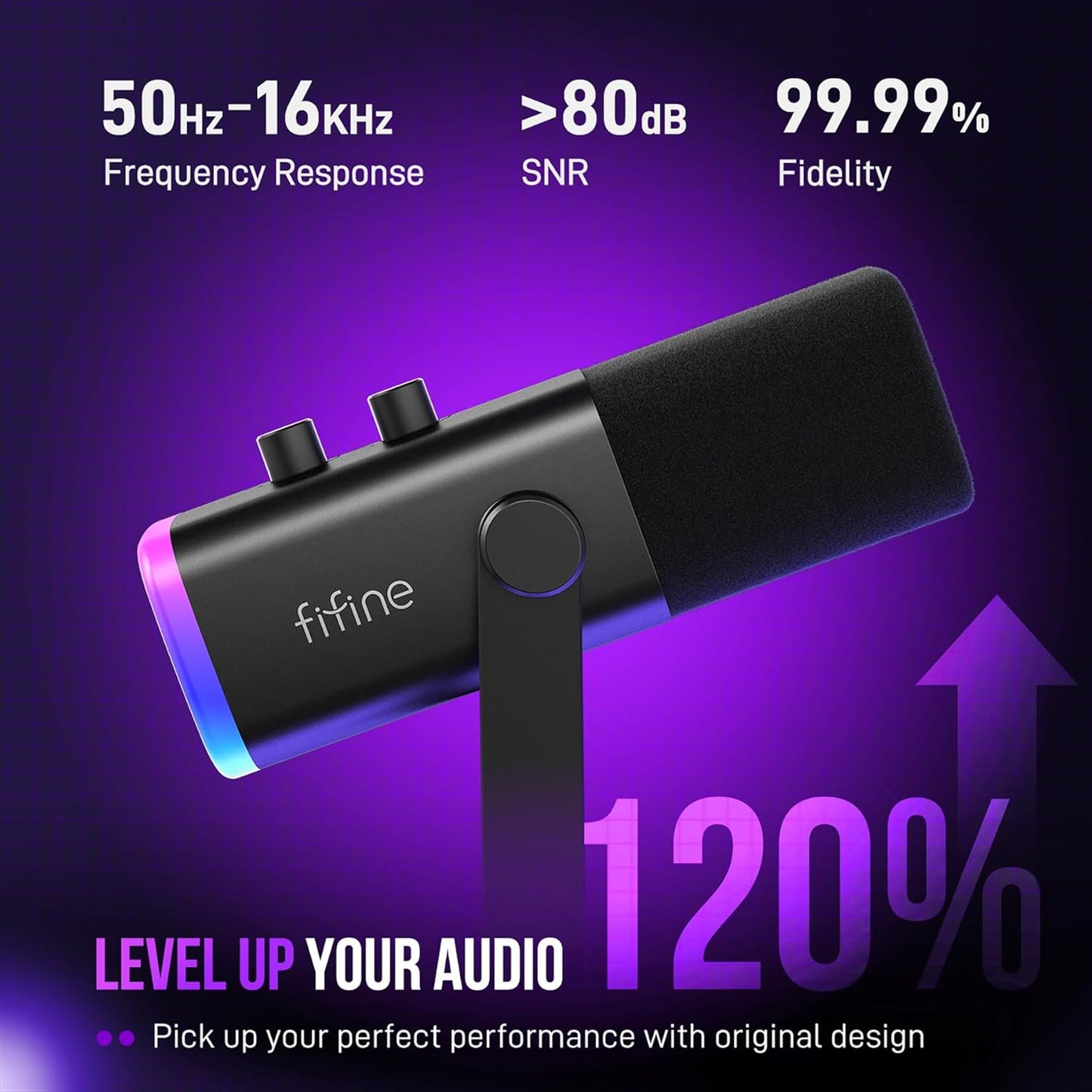 Gaming XLR/USB Microphone Kit, Streaming Dynamic Mic Set for PC, Computer Mic for Vocal Podcast Recording Voiceover, with Headphones Jack, Gain Knob, Arm Stand-Ampligame AM8T White