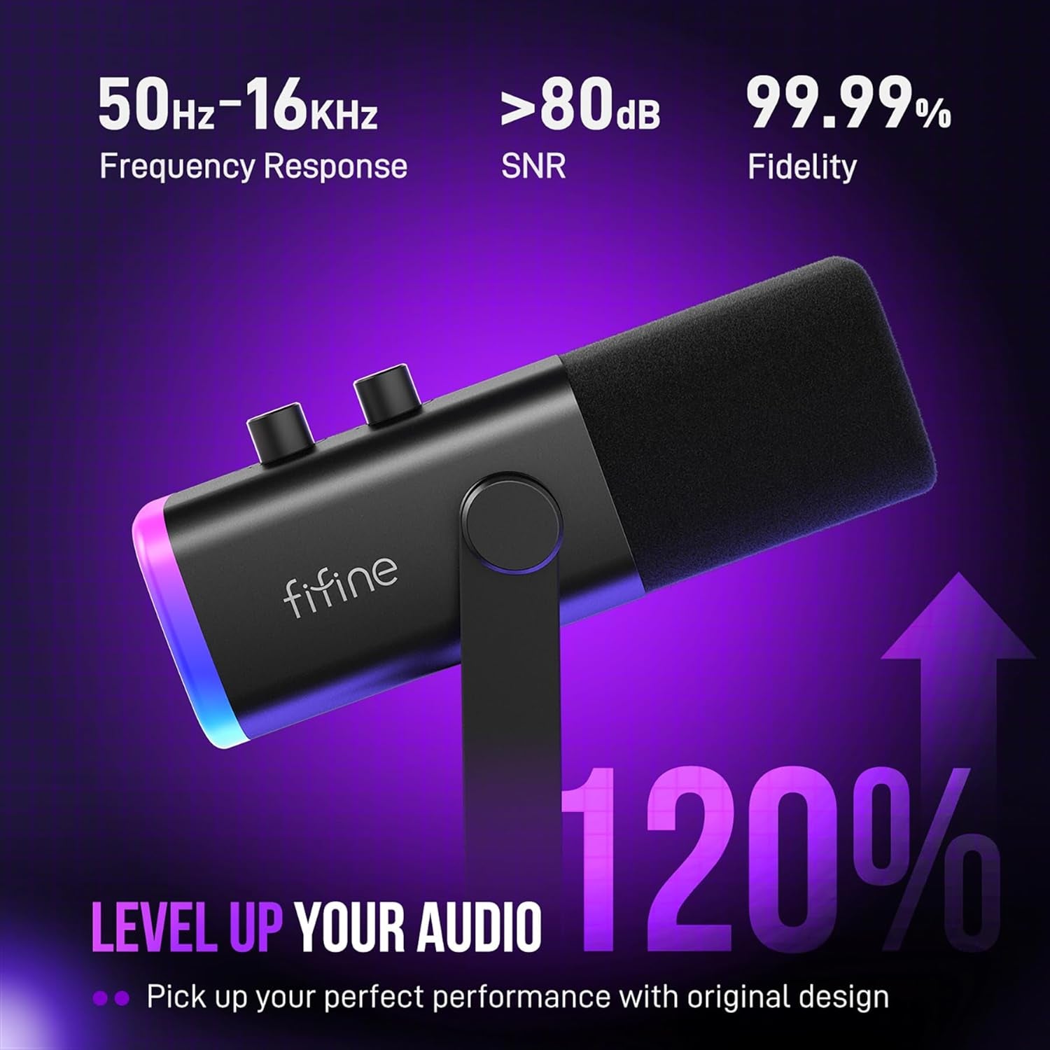 Gaming XLR/USB Microphone Kit, Streaming Dynamic Mic Set for PC, Computer Mic for Vocal Podcast Recording Voiceover, with Headphones Jack, Gain Knob, Arm Stand-Ampligame AM8T White