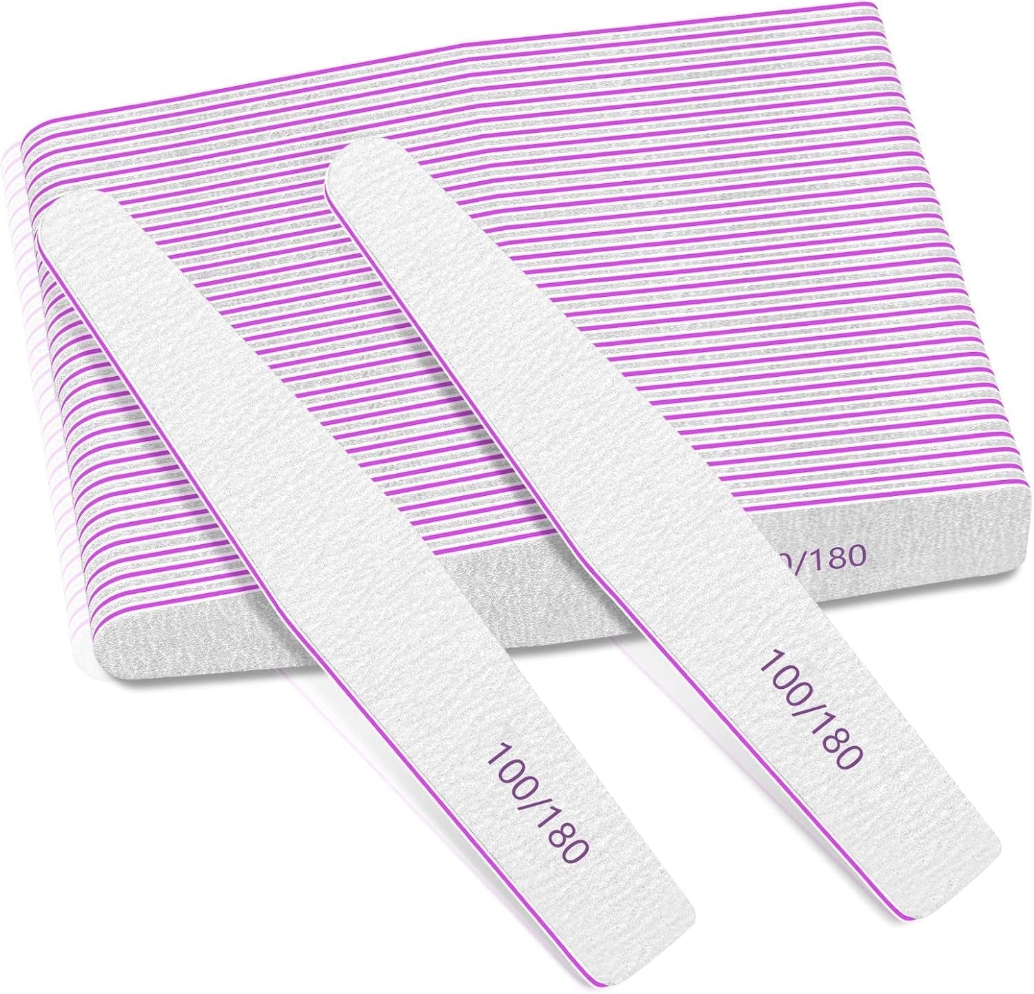 Professional Nail File Set - 12 Pcs Emery Boards for Natural and Acrylic Nails, 180/240 Grit Manicure Tools, Washable and Durable